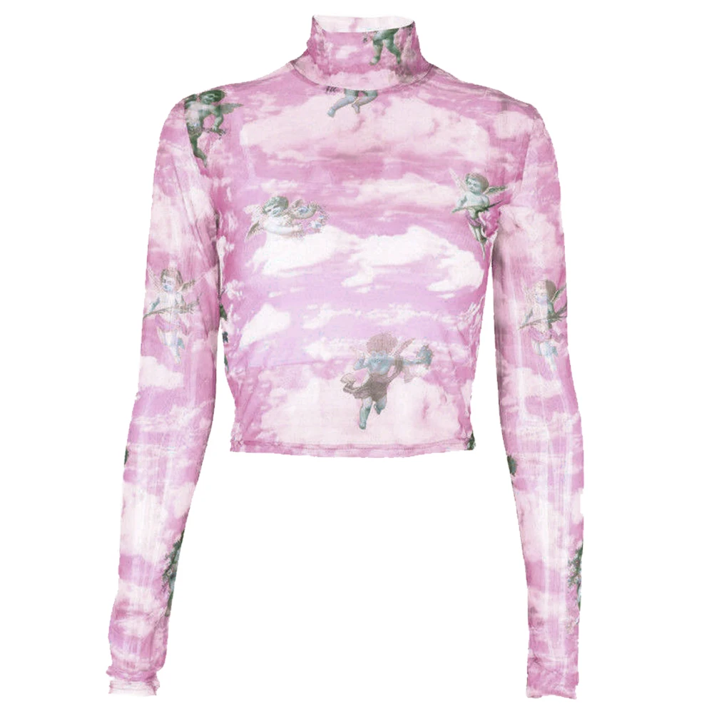 Sexy Holiday Summer Cherub Printed Mesh Slim Fit Long Sleeve Fashion Women T-shirt Ladies Pullover See Through Crop Top Soft
Sexy Holiday Summer Cherub Printed Mesh Slim Fit Long Sleeve Fashion Women T-shirt Ladies Pullover See Through Crop Top Soft