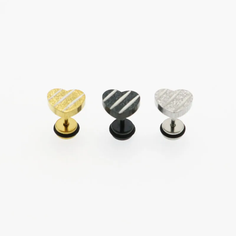 2pcs Fashion Women's Stud Earrings Ear Studs Pendientes Brincos Helix Screw Punk Jewelry Stainless Steel 316L Anti-allergic New 2