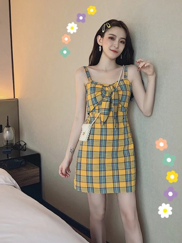 Big Bow Plaid Mini Women Dress Style fashion bandage Yellow dresses women vintage tumblr retro korean elegant dress
Big Bow Plaid Mini Women Dress Style fashion bandage Yellow dresses women vintage tumblr retro korean elegant dress