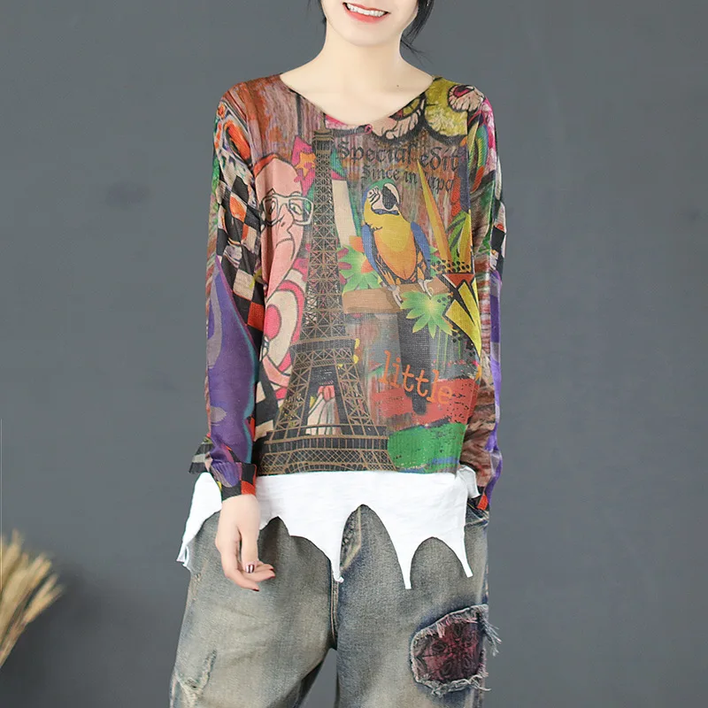 Loose Painted Cartoon Pattern Harajuku Bottoming Sweater Female Thin Tops Pull Femme Casual Knitting Personality Pullovers Retro
Loose Painted Cartoon Pattern Harajuku Bottoming Sweater Female Thin Tops Pull Femme Casual Knitting Personality Pullovers Retro