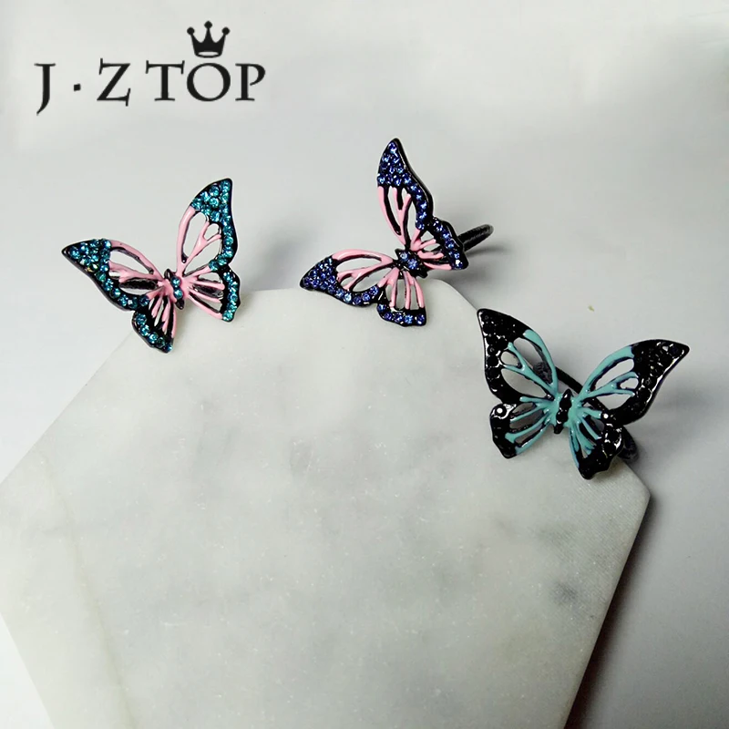 JZTOP Cute Multicolour Crystal Three Dimensional Butterfly Rings Open Knuckle Ring For Woman Party Jewelry Anillos Mujer
JZTOP Cute Multicolour Crystal Three Dimensional Butterfly Rings Open Knuckle Ring For Woman Party Jewelry Anillos Mujer