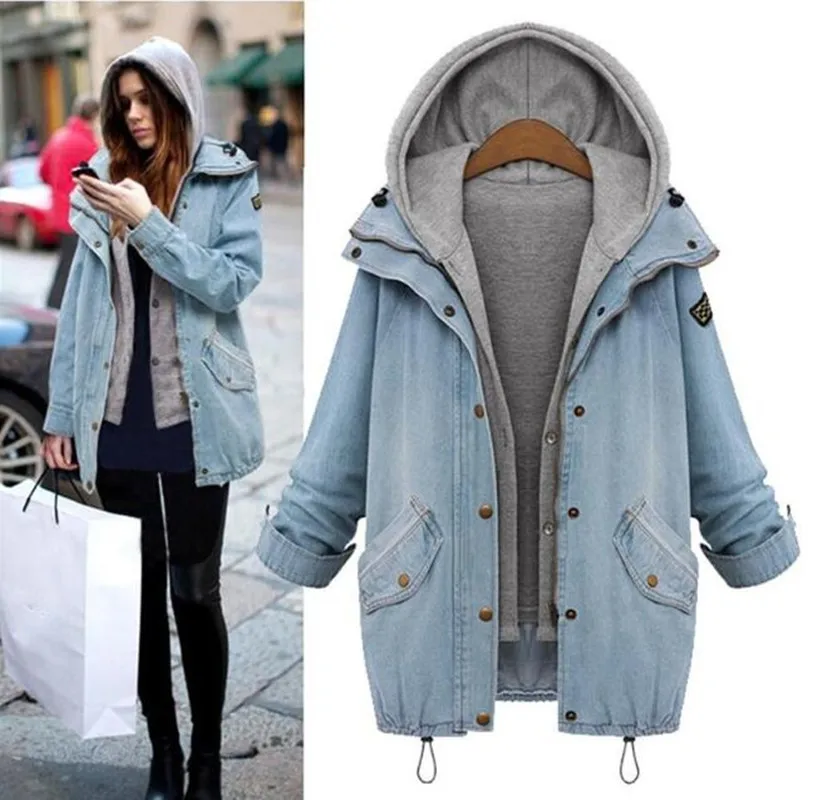 Women Denim Jacket Coat Veste Femme Two-piece Jacket spring Autumn Hooded Bomber Plus Size
Women Denim Jacket Coat Veste Femme Two-piece Jacket spring Autumn Hooded Bomber Plus Size