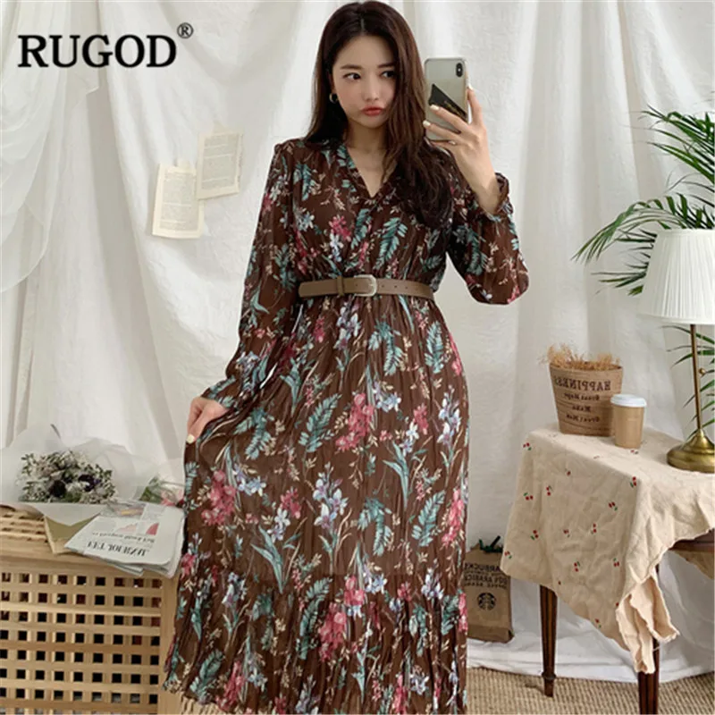 RUGOD Floral print women long dress vintage lantern sleeves v neck waistband loose elegant office ladies wearing bohemian style
RUGOD Floral print women long dress vintage lantern sleeves v neck waistband loose elegant office ladies wearing bohemian style