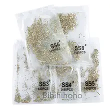 SS3-SS8 1440 pçs flatback prego cristais strass para unhas 3d decorações da arte do prego diy pedras de vidro ab decoração clara(China)