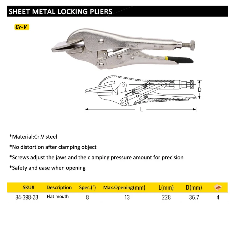 84-398-23 sheet metal locking pliers size