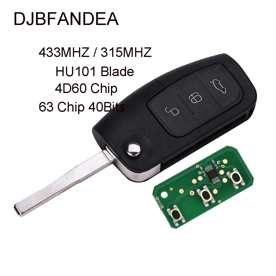 DJBFANDEA 315MHz / 433MHz 63 or 4D60 Chip Remote Floding Car Key For Ford Focus Fiesta 2013 With HU101 Blade ASK Modulation
DJBFANDEA 315MHz / 433MHz 63 or 4D60 Chip Remote Floding Car Key For Ford Focus Fiesta 2013 With HU101 Blade ASK Modulation