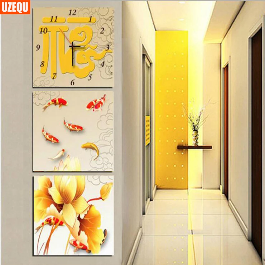 UzeQu Triptych Full Diamond Embroidery Wall Clock DIY Diamond Painting Cross Stitch Watch Flower Fish Diamond Mosaic Rhinestone
UzeQu Triptych Full Diamond Embroidery Wall Clock DIY Diamond Painting Cross Stitch Watch Flower Fish Diamond Mosaic Rhinestone