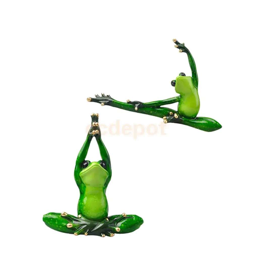 2pcs 3D Frog Figurines Miniatures Ornament Statute Bonsai Garden Decor Bonsai Plant Decoration Craft, Office Desk Ornament