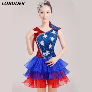New Jazz Modern dance performance Dress Blue Sequins Crystals Sexy One Piece Party Dance Groups Singer Dancer Drummer Costume
New Jazz Modern dance performance Dress Blue Sequins Crystals Sexy One Piece Party Dance Groups Singer Dancer Drummer Costume