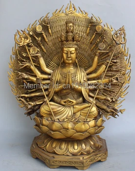 20" Chinese Brass 1000-Arm Avalokiteshvara Kwan-yin Guanyin Buddha Lotus Statue
20" Chinese Brass 1000-Arm Avalokiteshvara Kwan-yin Guanyin Buddha Lotus Statue
