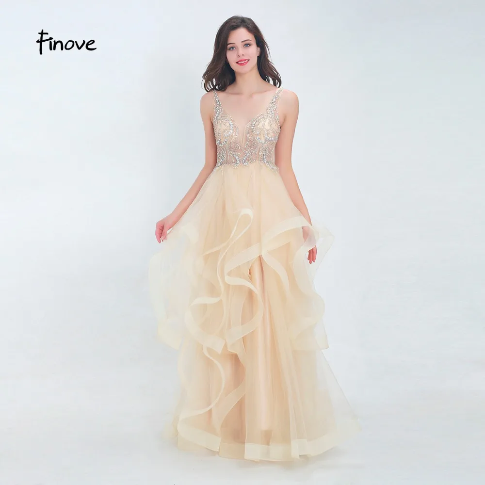Finove Champagne Prom Dress New 2019 Sexy Tank V Neck Ruffles Beaded Dress Long Floor Length Formal Party Dress Gowns For Girls
Finove Champagne Prom Dress New 2019 Sexy Tank V Neck Ruffles Beaded Dress Long Floor Length Formal Party Dress Gowns For Girls
