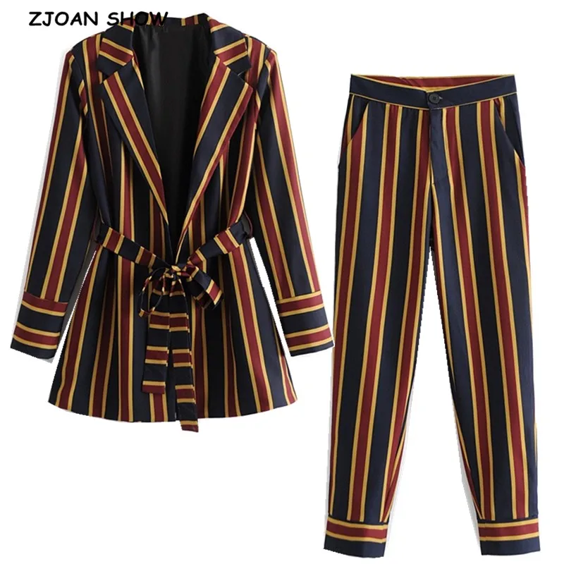2019 New Spring Contrast color Striped Print Blazer High Waist Small Straight Pants Women Long Sleeve Suits 2 Pieces Set
2019 New Spring Contrast color Striped Print Blazer High Waist Small Straight Pants Women Long Sleeve Suits 2 Pieces Set