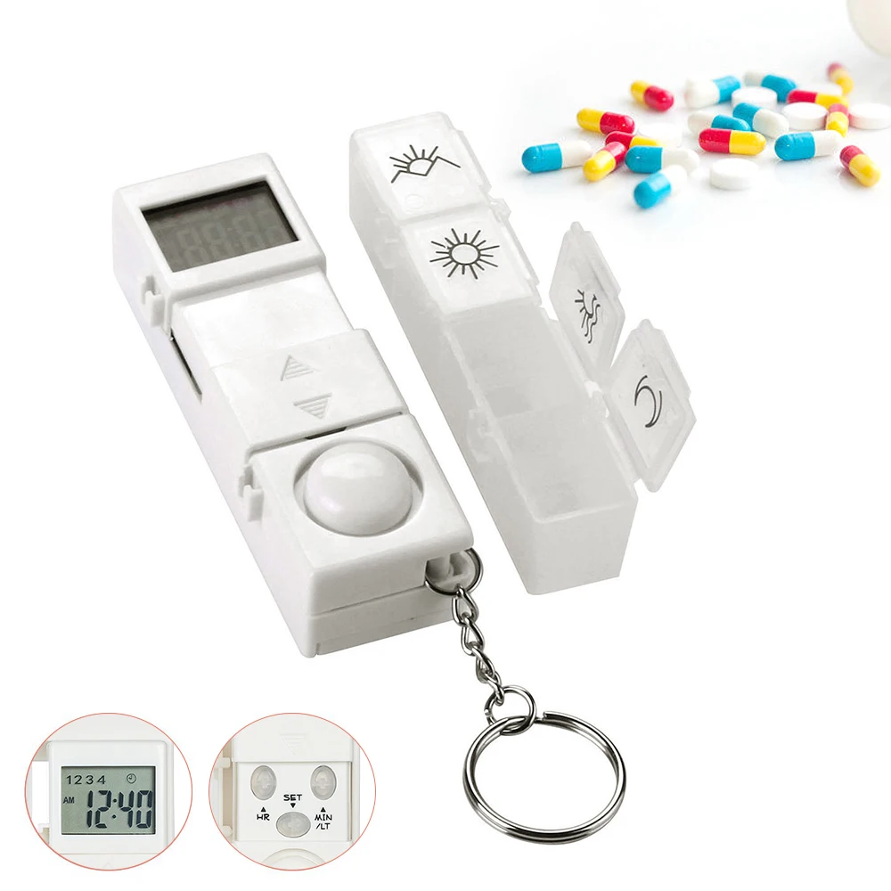 led light timer pill reminder box organizer detachable 7-day