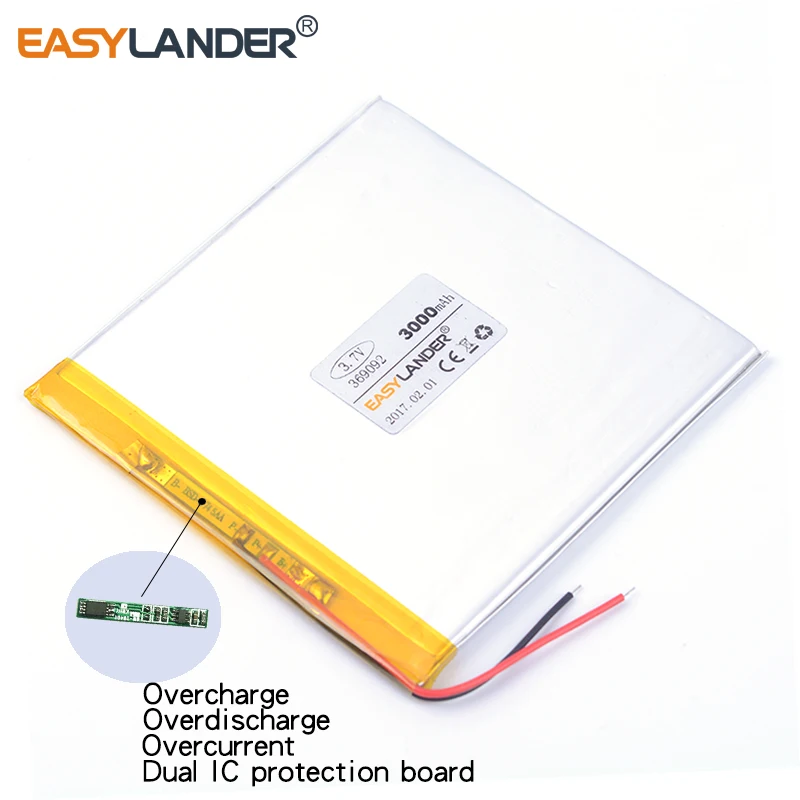 369092 3.7V 3000mAh Rechargeable Li-Polymer Li-ion Battery For PDA GPS Tablet PCs Digital Products DVD power bank 359090 309090
369092 3.7V 3000mAh Rechargeable Li-Polymer Li-ion Battery For PDA GPS Tablet PCs Digital Products DVD power bank 359090 309090