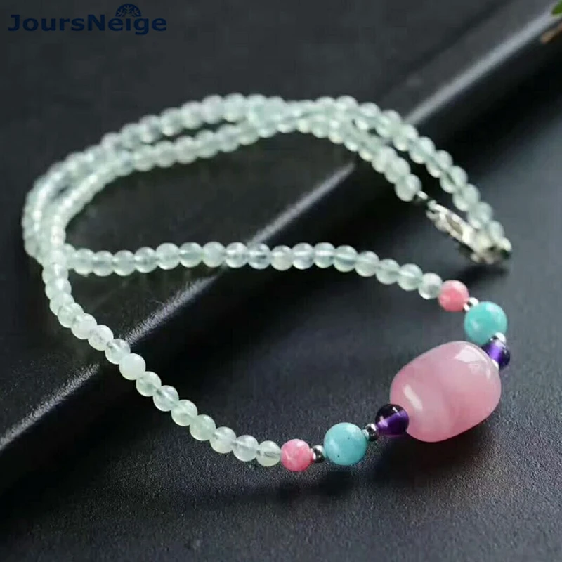Wholesale Grape Stone Beads Necklace with Natural Pink Crystal Barrel bead Pendant Clavicular Chain Necklace Fashion Jewelry
Wholesale Grape Stone Beads Necklace with Natural Pink Crystal Barrel bead Pendant Clavicular Chain Necklace Fashion Jewelry