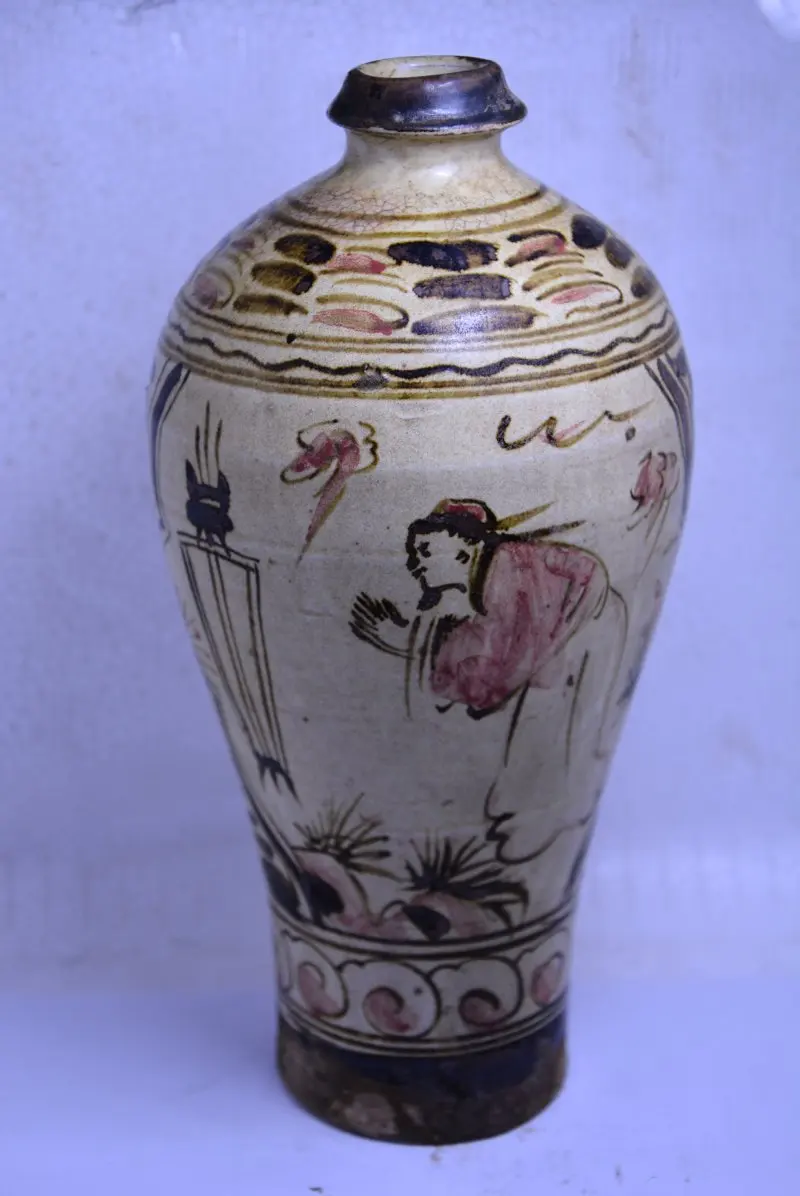 

Rare Old Chinese SongDynasty porcelain vase,Characters in the story,Free shipping