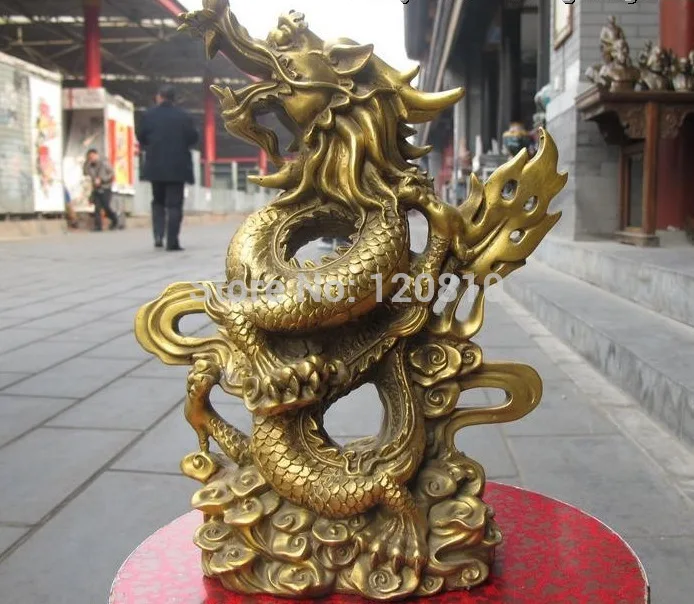 12"Chinese Folk Classical Pure Brass Carve Fly Dragon technics Royal statuary statue
12"Chinese Folk Classical Pure Brass Carve Fly Dragon technics Royal statuary statue