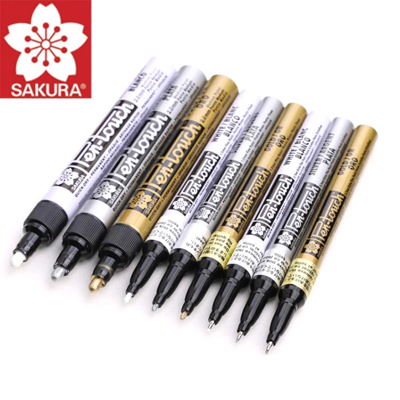 Sakura Permanent Marker Paint Pen 0.7mm/1mm/2mm Waterproof Markers for Tires CD Glass Painting Stationery (Gold Silver White)
Sakura Permanent Marker Paint Pen 0.7mm/1mm/2mm Waterproof Markers for Tires CD Glass Painting Stationery (Gold Silver White)