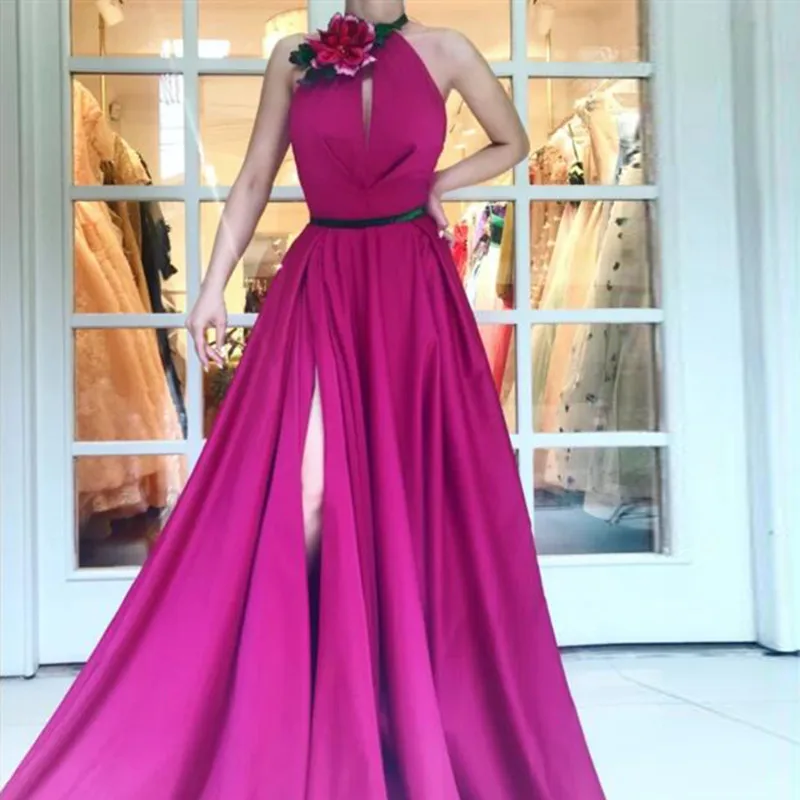 Pretty Fuchsia Long Evening Formal Dresses 3D Flower Sexy Side Slit Sweep Train Prom Party Dresses vestidos de fiesta de noche
Pretty Fuchsia Long Evening Formal Dresses 3D Flower Sexy Side Slit Sweep Train Prom Party Dresses vestidos de fiesta de noche
