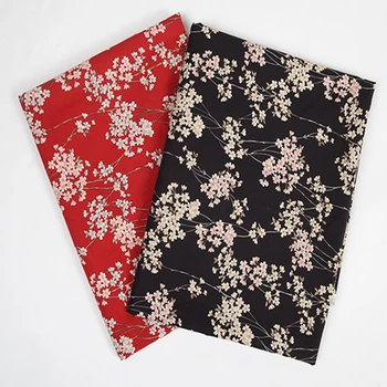 

Graceful Black & Red Sakura Oriental Cherry Cherry Blossom Printed Cotton Fabric 50x135cm Floral Patchwork DIY Sewing Cloth Dres