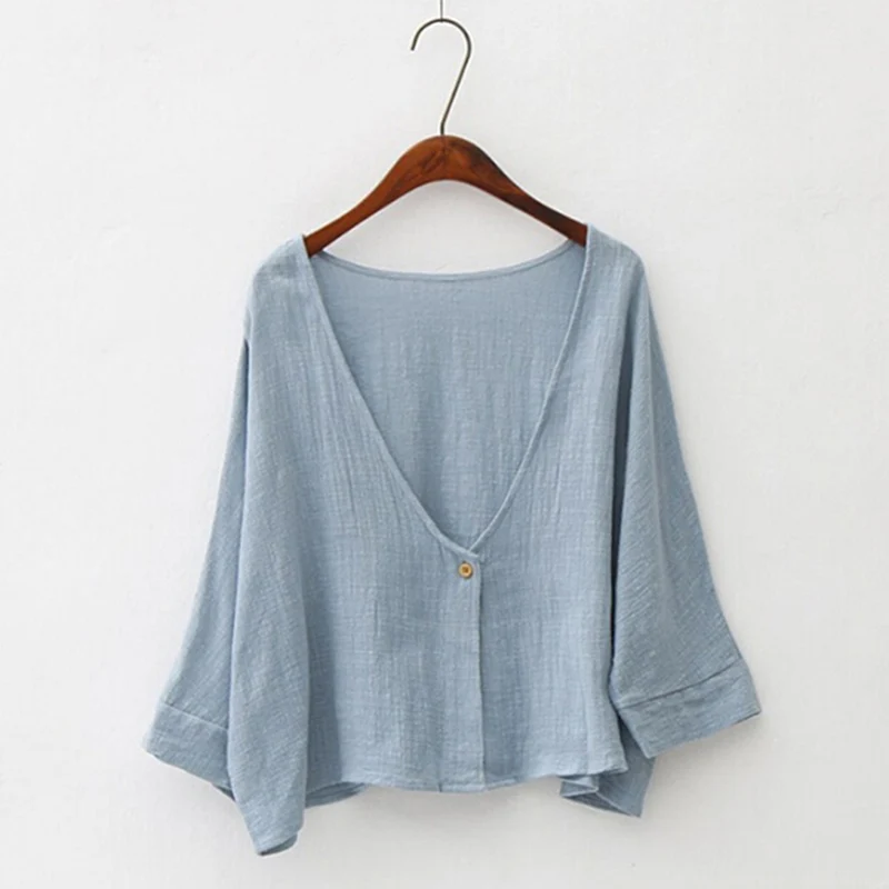 Cotton Linen Coats New Spring Autumn Womens One Button Jacket Bat Sleeve Cardigan Simple V-Neck Short Coat Loose Cloak Jacket
Cotton Linen Coats New Spring Autumn Womens One Button Jacket Bat Sleeve Cardigan Simple V-Neck Short Coat Loose Cloak Jacket