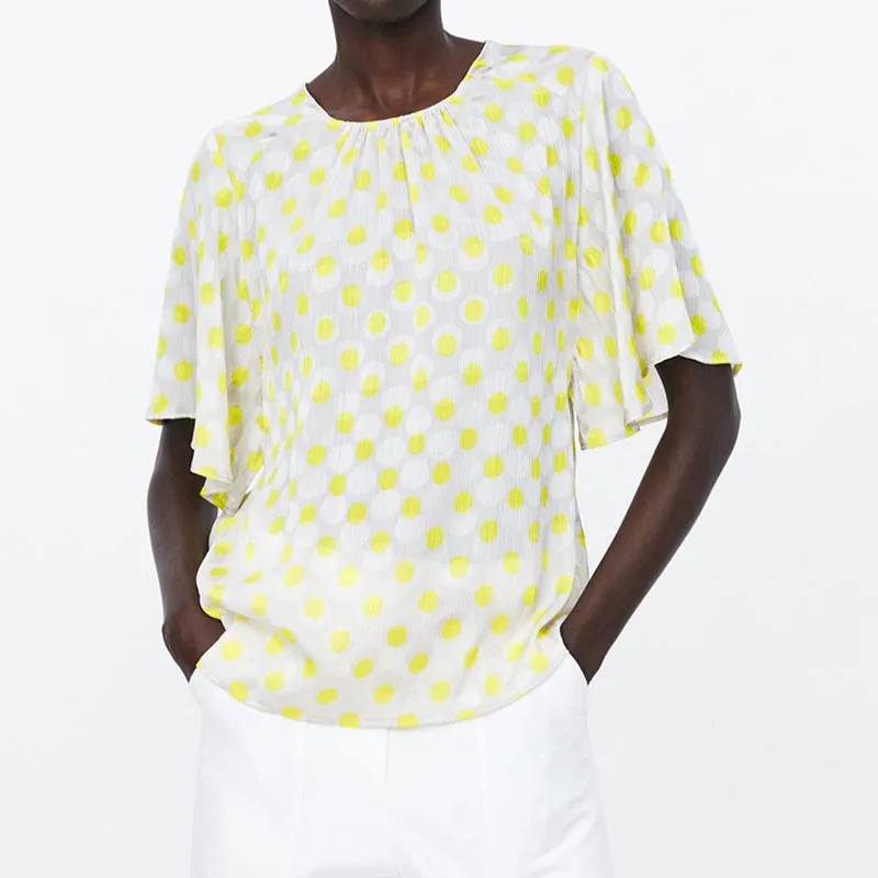 CS644 New Arrival Fashion Women O Neck Back Split Button Fluorescent Yellow Dot Print Blouse Pullover Shirts Tops
CS644 New Arrival Fashion Women O Neck Back Split Button Fluorescent Yellow Dot Print Blouse Pullover Shirts Tops