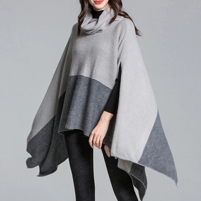 DSQUAENHD Winter Warm Turtleneck Coat Ponchos for Elegant Women Patchwork Pullover Asymmetric Knitting Cloak Capes Plus Size
DSQUAENHD Winter Warm Turtleneck Coat Ponchos for Elegant Women Patchwork Pullover Asymmetric Knitting Cloak Capes Plus Size