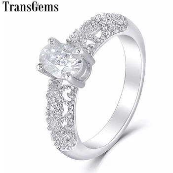Transgems Vintage Solid 14K White Gold Main 0.6ct 4X6mm Oval Cut F Color Moissanite Engagement Ring Dailywear Ring for Women
Transgems Vintage Solid 14K White Gold Main 0.6ct 4X6mm Oval Cut F Color Moissanite Engagement Ring Dailywear Ring for Women