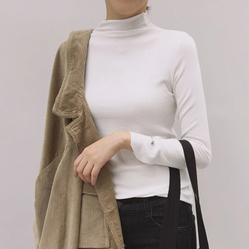 Turtleneck Workwear Office Women Autumn Minimalist Tee Slim Fit T-shirt Ladies Plain High Neck Long Sleeve Tee Black
Turtleneck Workwear Office Women Autumn Minimalist Tee Slim Fit T-shirt Ladies Plain High Neck Long Sleeve Tee Black