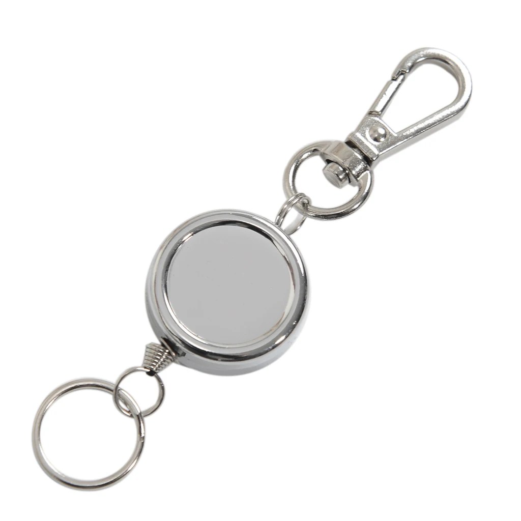 10 Pieces Metal Retractable Pull Chain Key Ring Chain Reel Keychain Keyring Holder Camping Hiking Tool
