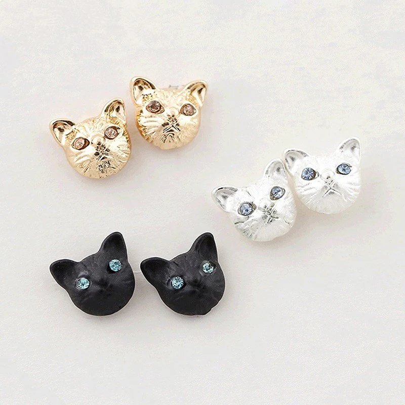 Vintage Design Gold Silver Black Realistic Lovely Cat Head Ear Stud Earring For Women Party Cute Animal Earring Jewelry
Vintage Design Gold Silver Black Realistic Lovely Cat Head Ear Stud Earring For Women Party Cute Animal Earring Jewelry