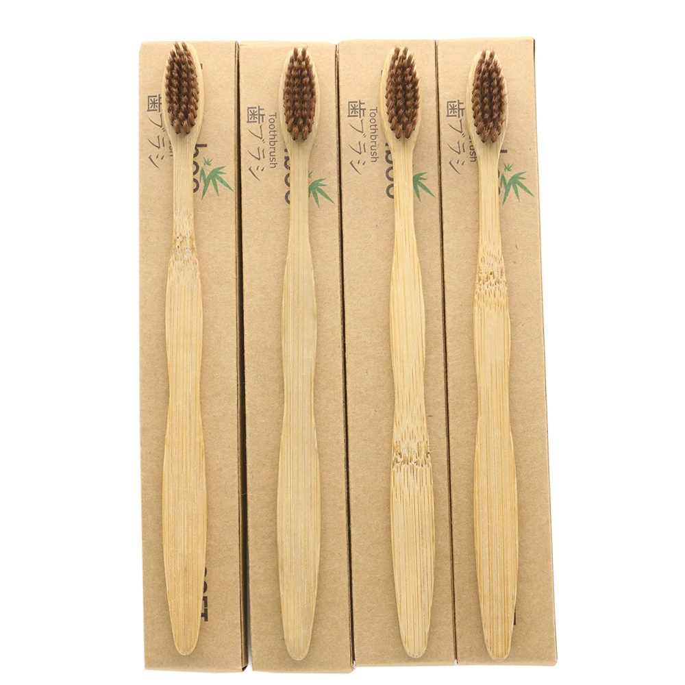DR.PERFECT 4pcs/lot Brown Curved Style bamboo toothbrush soft-bristle bamboo Black fibre wooden handle Black toothbrush 
DR.PERFECT 4pcs/lot Brown Curved Style bamboo toothbrush soft-bristle bamboo Black fibre wooden handle Black toothbrush