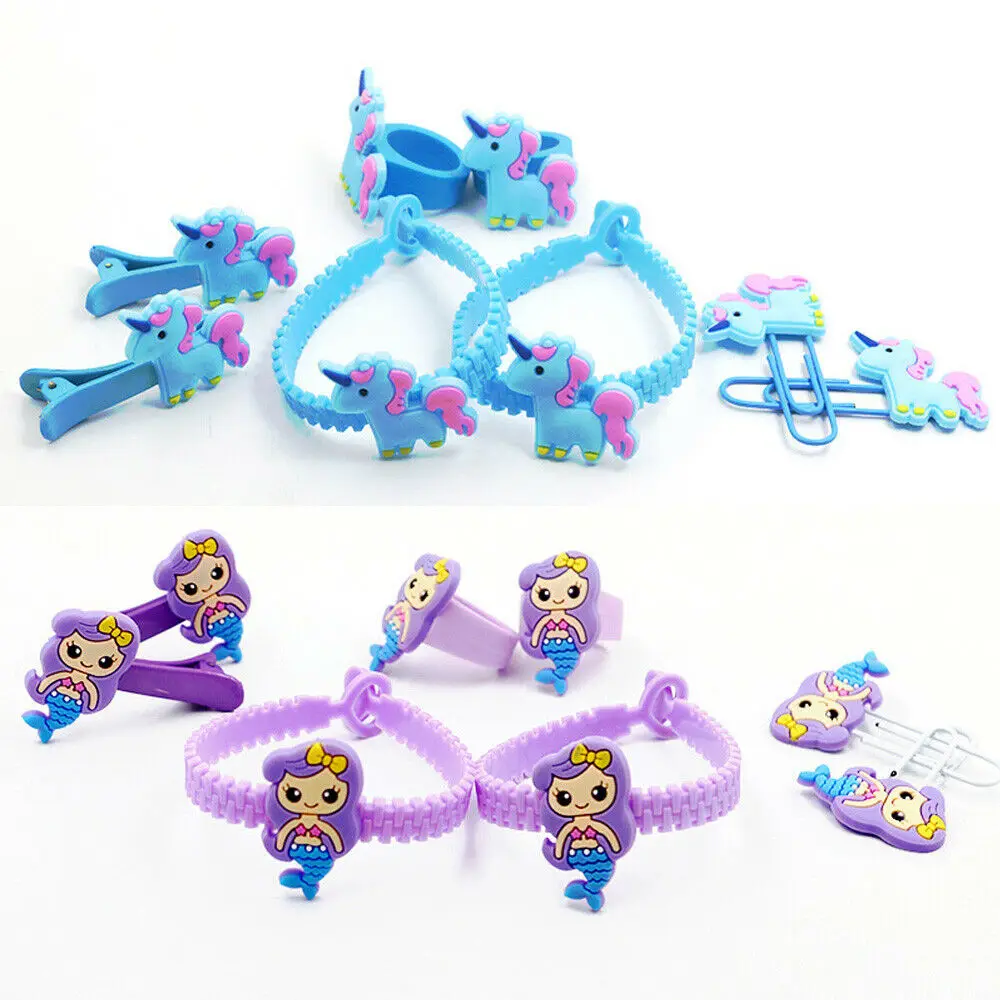 Children Creative Cartoon Unicorn Mermaid Finger Bracelet Barrette Bookmark Set Party Kids Toy Jewelry Accessories
Children Creative Cartoon Unicorn Mermaid Finger Bracelet Barrette Bookmark Set Party Kids Toy Jewelry Accessories