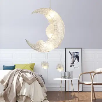 Moon Pendant Lighting Bedroom Modern LED Star Pendant Lamp Aluminum Hanging Lights for Dining, 5×G4, Warm White Light, Silver
Moon Pendant Lighting Bedroom Modern LED Star Pendant Lamp Aluminum Hanging Lights for Dining, 5×G4, Warm White Light, Silver