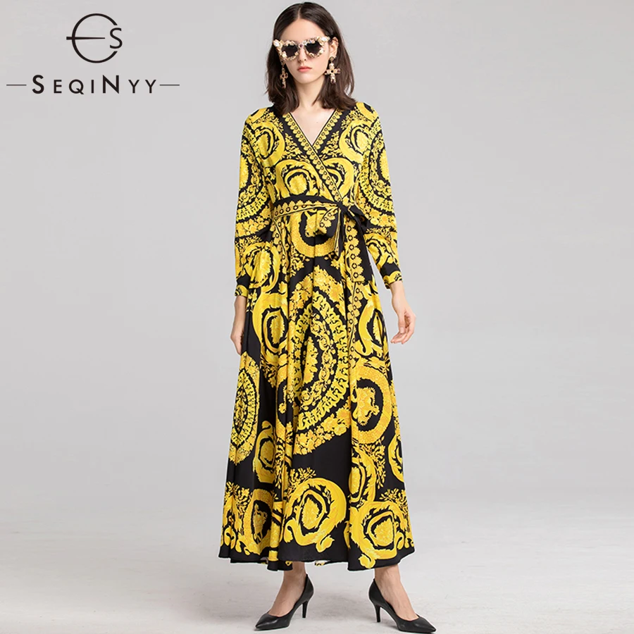 SEQINYY Yellow V-Neck Dress 2019 Early Spring Woman's New Long Sleeve Fashion Printed Bud Vintage Elegant Luxurious Loose Dress
SEQINYY Yellow V-Neck Dress 2019 Early Spring Woman's New Long Sleeve Fashion Printed Bud Vintage Elegant Luxurious Loose Dress