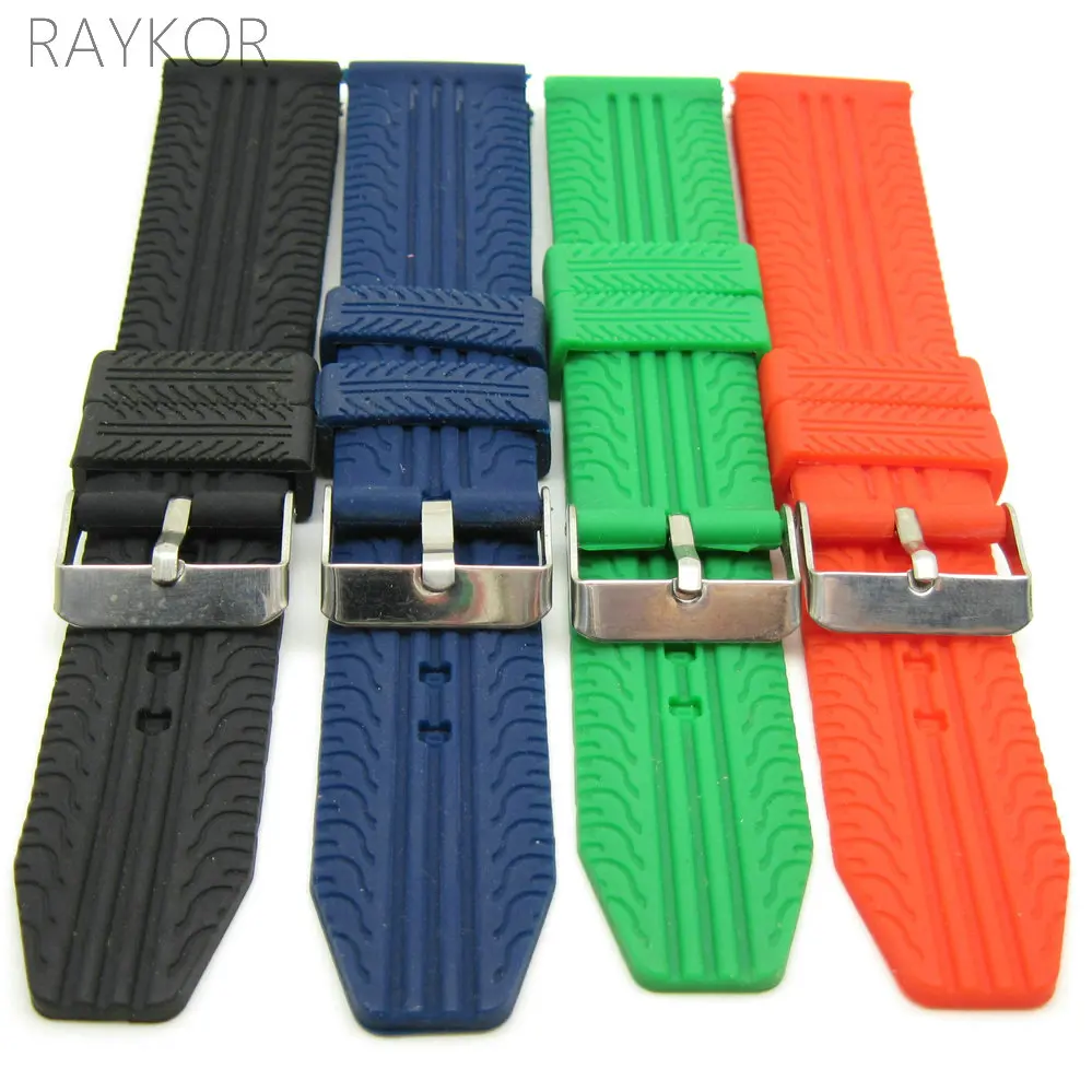 24mm Silicone Rubber Watch Band Super Thin Tire Track Strap for Fashion Casual Watches Black Blue Green
24mm Silicone Rubber Watch Band Super Thin Tire Track Strap for Fashion Casual Watches Black Blue Green
