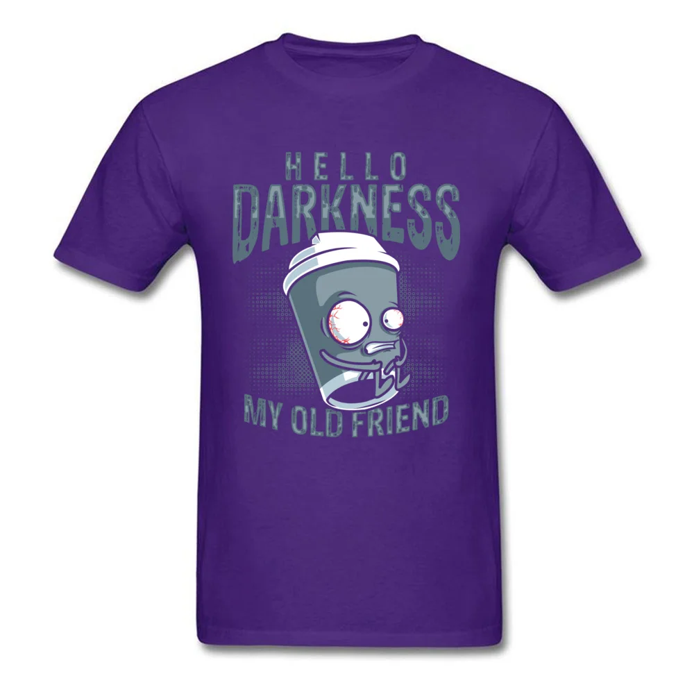 Hello Darkness My Old Friend T-shirts for Men Custom Father Day T Shirt Short Sleeve Classic T-shirts Crew Neck Cotton Fabric Hello Darkness My Old Friend purple