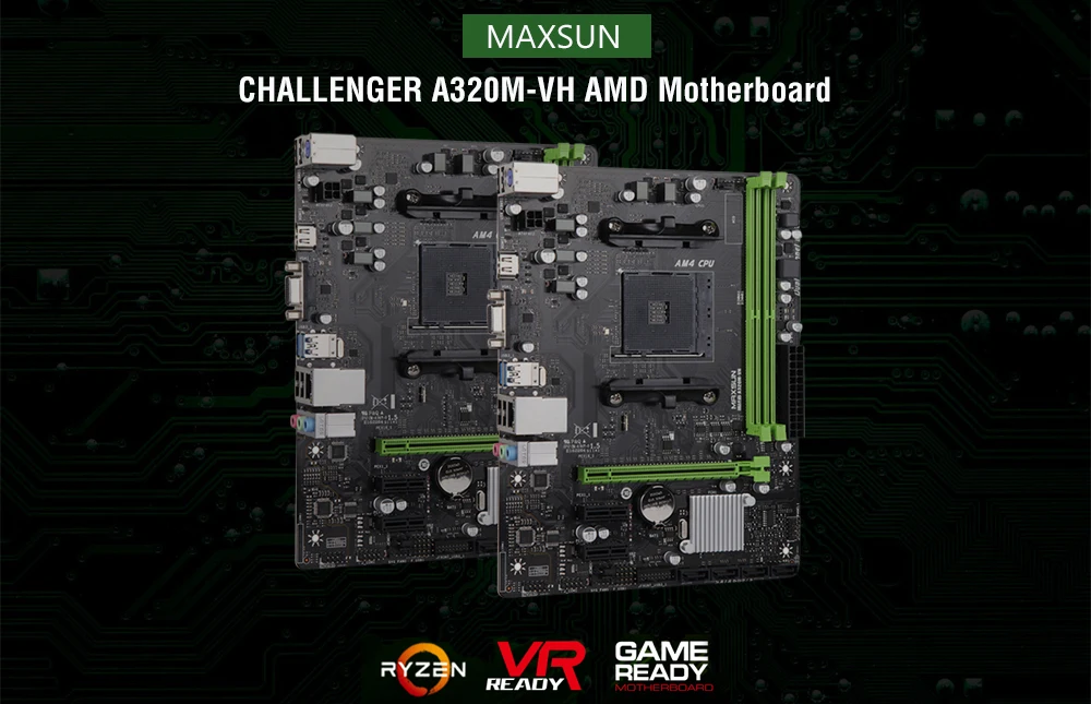 MAXSUN Challenger A320M-VH AMD Motherboard mATX+Dual Channel DDR4 SATA3.0+USB3.1+VGA/HDMI Double thunder Protection
MAXSUN Challenger A320M-VH AMD Motherboard mATX+Dual Channel DDR4 SATA3.0+USB3.1+VGA/HDMI Double thunder Protection
