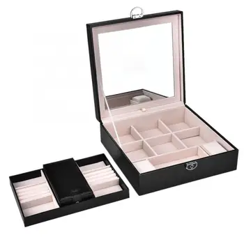Portable PU Leather Jewelry Storage Box Earring Necklace Holder Square Jewelry Case Holder Storage Box Organizer with Mirror c
Portable PU Leather Jewelry Storage Box Earring Necklace Holder Square Jewelry Case Holder Storage Box Organizer with Mirror c
