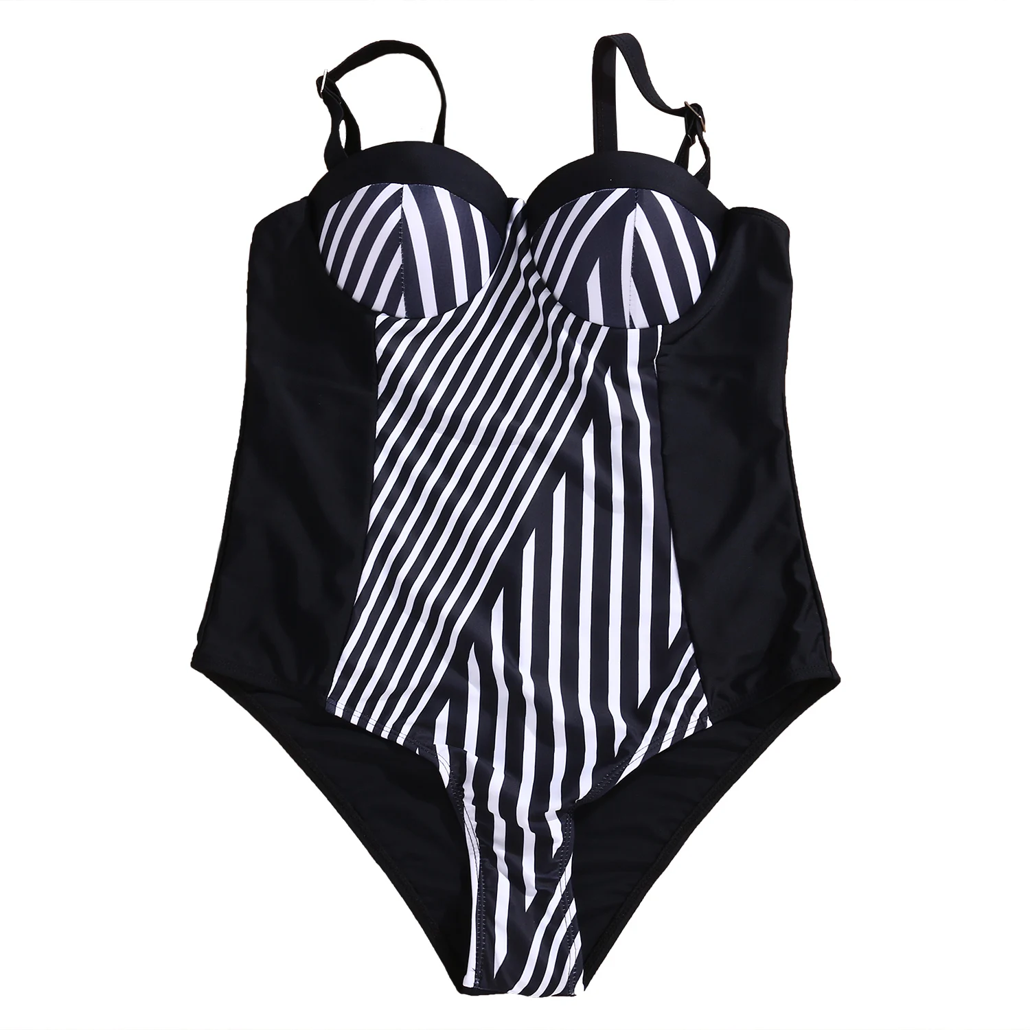 Women Plus Size Push Up Padded Monokini One Piece Bikini Swimsuit Swimwear High Waist Striped Bathing Suit Beachwear XL XXL XXXL | Спорт и