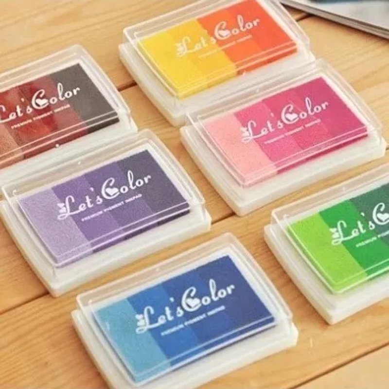 6 Colors DIY Scrapbooking Craft Card Making Ink Pad Multi Gradient Colours Inkpad Stamps Set Sealing Decoration Paint Stamp | Дом и сад