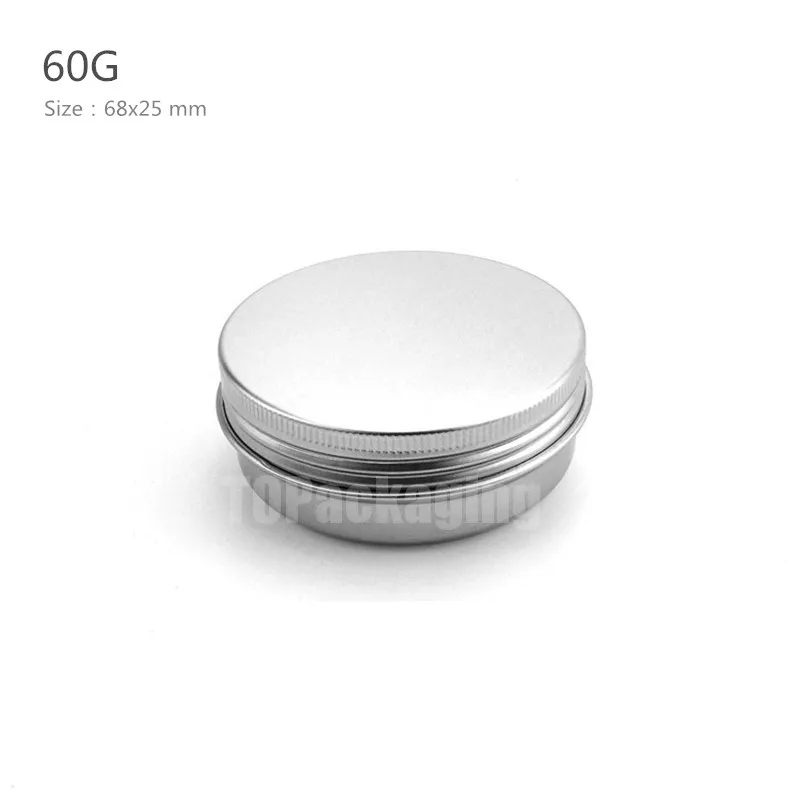 

60g X 50 Aluminum Jar,with Screw Cap Empty Cosmetic Container Cream Jar Sample Tin 60ml Lip Balm Small Metal Pot Nail Art Cans