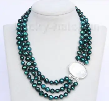 Hot sale new Style >>>>>Baroque 16"-18" 3row 9mm dark green pearls necklace seashell clasp j10094
Hot sale new Style >>>>>Baroque 16"-18" 3row 9mm dark green pearls necklace seashell clasp j10094