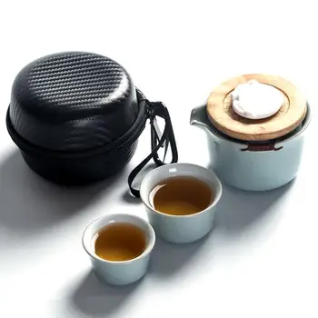 Chinese Kung Fu Tea Set Ceramic Portable Teapot Set Outdoor Travel Gaiwan Tea Ceremony Teacup Convenience Travling Gift Blue
Chinese Kung Fu Tea Set Ceramic Portable Teapot Set Outdoor Travel Gaiwan Tea Ceremony Teacup Convenience Travling Gift Blue