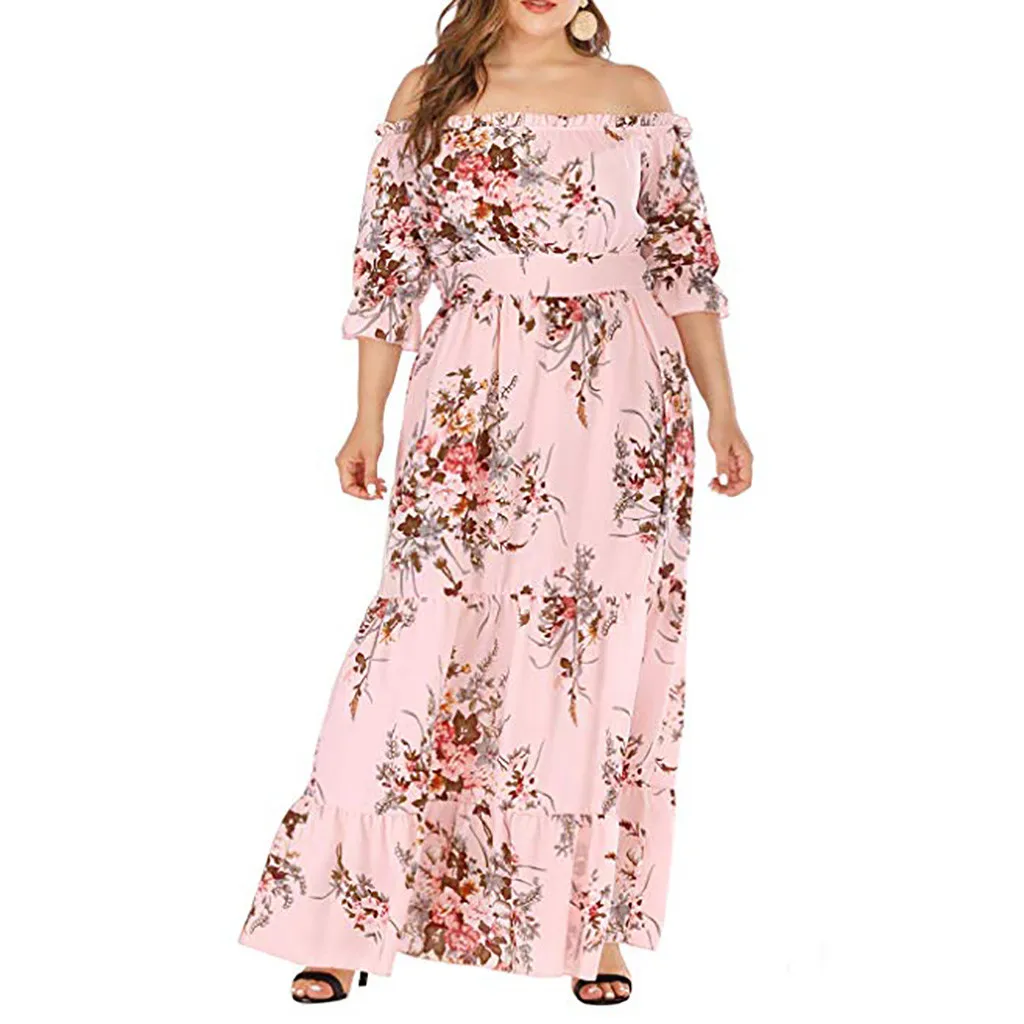 Women Plus Size Clothes Summer Off Shoulder Flower Printed Half Sleeve Boho Style Dresses Woman Backless Beach Party Maxi Dress
Women Plus Size Clothes Summer Off Shoulder Flower Printed Half Sleeve Boho Style Dresses Woman Backless Beach Party Maxi Dress
