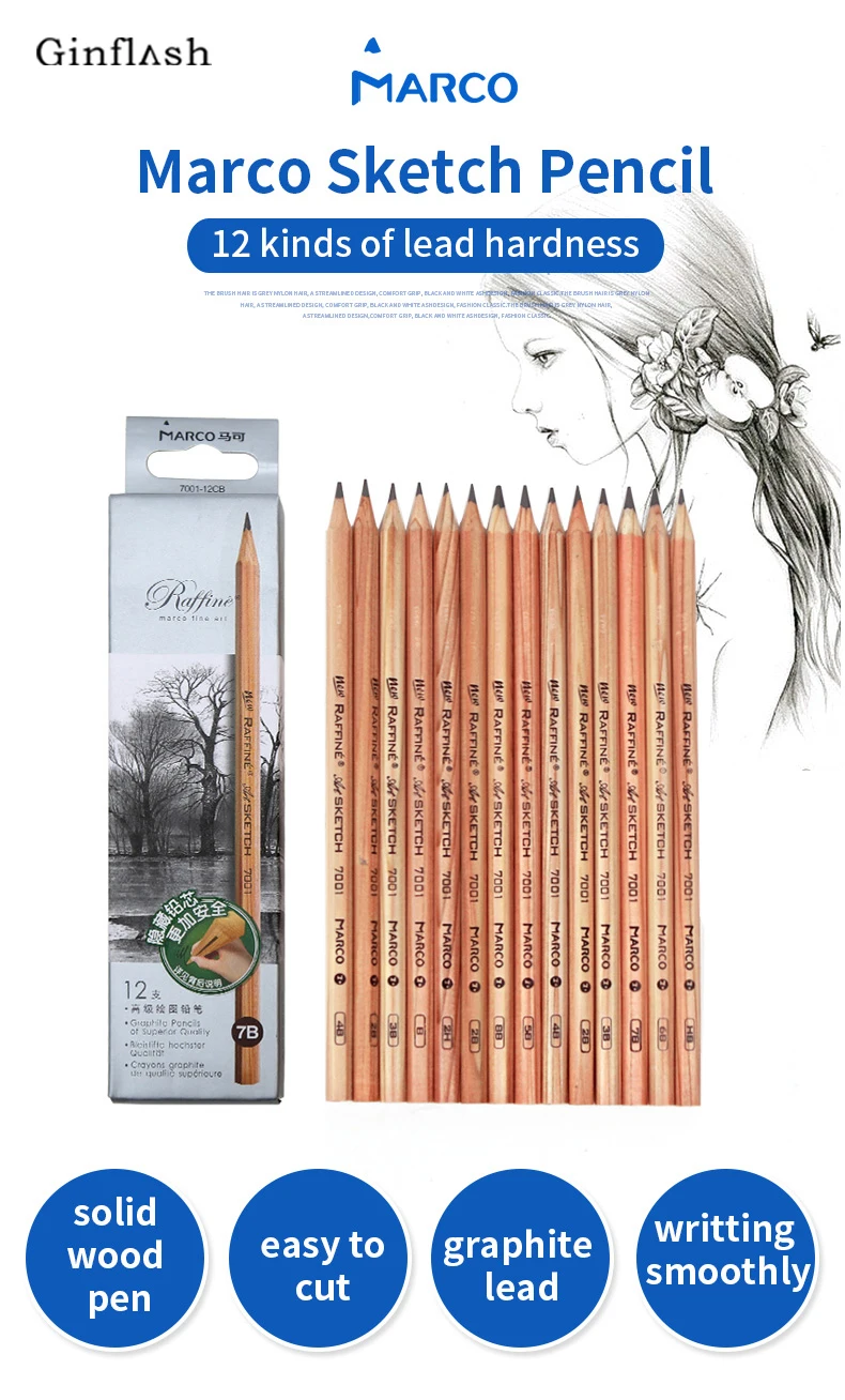 12 Pcs/Box Marco's Sketch Drawing Pencil Set Non-toxic Pencils For School Student stationery set Standard Pencils
12 Pcs/Box Marco's Sketch Drawing Pencil Set Non-toxic Pencils For School Student stationery set Standard Pencils