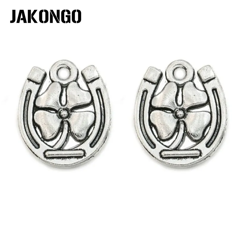 JAKONGO Antique Silver Plated Clover Horseshoe Charms Pendants Jewelry Findings Accessories Making fit Bracelet DIY 18x15mm
JAKONGO Antique Silver Plated Clover Horseshoe Charms Pendants Jewelry Findings Accessories Making fit Bracelet DIY 18x15mm