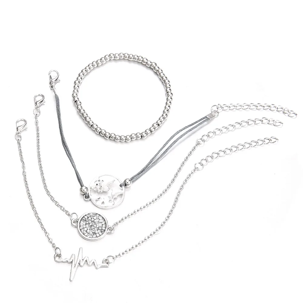 4pcs/set Bohemian Korean Cute Map Ocean Beaded Bracelet Sets Women Silver Chain Bracelets Jewelry Christmas Gift
4pcs/set Bohemian Korean Cute Map Ocean Beaded Bracelet Sets Women Silver Chain Bracelets Jewelry Christmas Gift