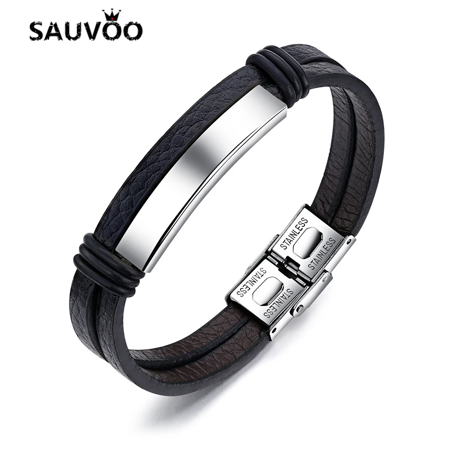 Sauvoo Punk Black Genuine Leather Bracelets Stainless Steel Charms Bracelet Bangles for Male Jewelry Men Wristbands Pulsera
Sauvoo Punk Black Genuine Leather Bracelets Stainless Steel Charms Bracelet Bangles for Male Jewelry Men Wristbands Pulsera