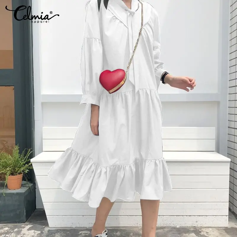 Celmia Women Vintage Shirt Dress 2019 Fashion Long Sleeve V Neck Loose Solid Casual Ruffled Party Midi Vestidos Tie Plus Size
Celmia Women Vintage Shirt Dress 2019 Fashion Long Sleeve V Neck Loose Solid Casual Ruffled Party Midi Vestidos Tie Plus Size